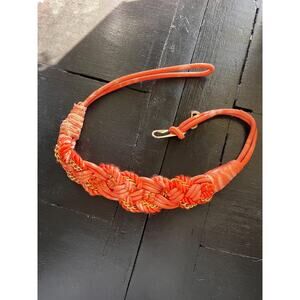 Vintage braided belt in orange with gold chain, size S-M